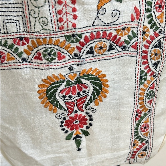 Embroidered Silk Scarf Hand-Made Stunning Silk Flora Shawl/Wrap 74" x 21" - Picture 8 of 10